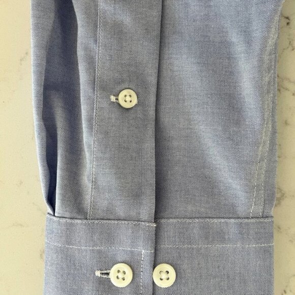 Lauren Ralph Lauren Lg Slv Button Down Slim Fit Cotton Shirt Blue Sz 16 12 NWOT - Picture 9 of 12